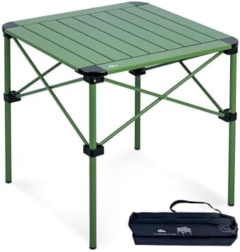 iClimb Lightweight Stable Alu. Folding Square Table Roll Up Top (Green, M) by iClimb
