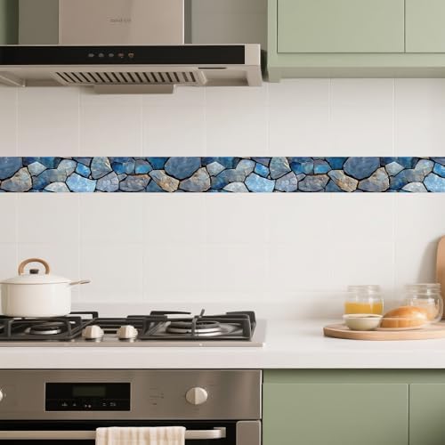 IVN Wallpaper Border Peel and Stick Wall Blue Stone 4x196 Inch - Image 4