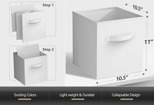 Sorbus Fabric Storage Cubes, 6-Pack Foldable Bins (11 Inch, White) - Image 2