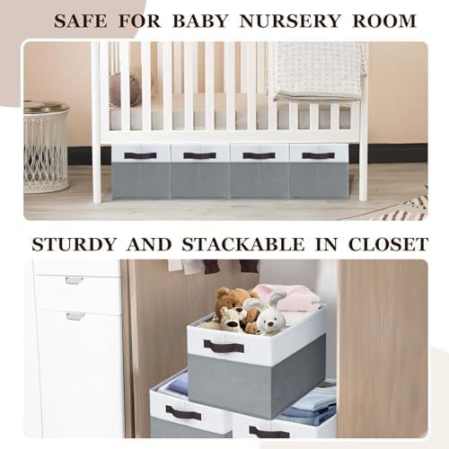Criusia 12 Pack Large Storage Baskets for Shelves | Fabric Closet Organizers and Storage Bins with Handles for Home Organization | Decorative Collapsible Basket for Organizing Clothes Toy Nursery - Image 4