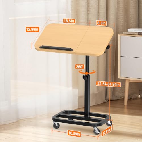 Portable Rolling Over Bed Laptop Desk, Adjustable Height and Tilt for Home - Image 5