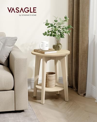 VASAGLE Round Side Table with Lower Shelf, End Table for Small Spaces - Image 2