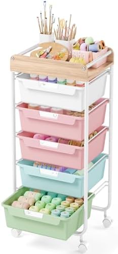 SYKIARIOL Rolling Storage Utility Cart with 5 Drawers,Colorful by SYKIARIOL