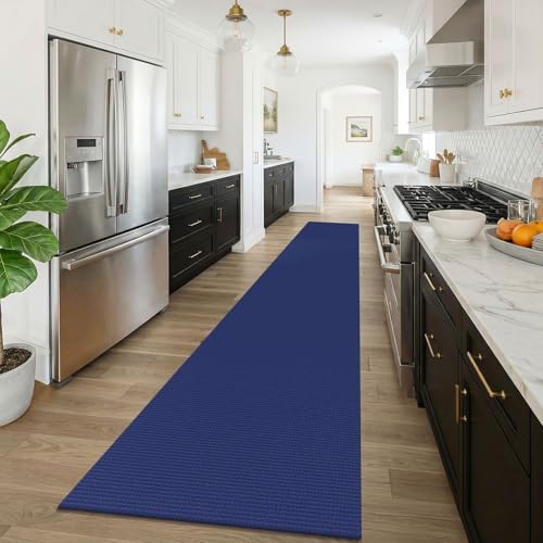 KOZYFLY Braided 2.5'x16' Runners Rugs for Hallway, Extra Long Washable Runner Rug, Woven Non Slip Kitchen Runner, Cotton Entryway Rug, Floor Carpet for Entry, Aisle, Hall, Deep Navy Blue - Image 2