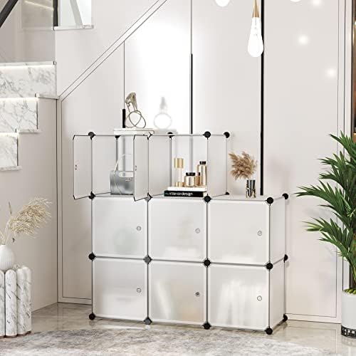 C&AHOME 8-Cube Storage Organizer with Door Cube Shelf Closet Cabinet White - Image 4