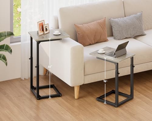 Vagusicc C-Shaped End Table, 33" Tall C Table Adjustable Height Side Table, Small Couch Table with Metal Frame, Slide Under Sofa TV Tray for Living Room, Bedroom, Bedside, Small Spaces, Gray - Image 2