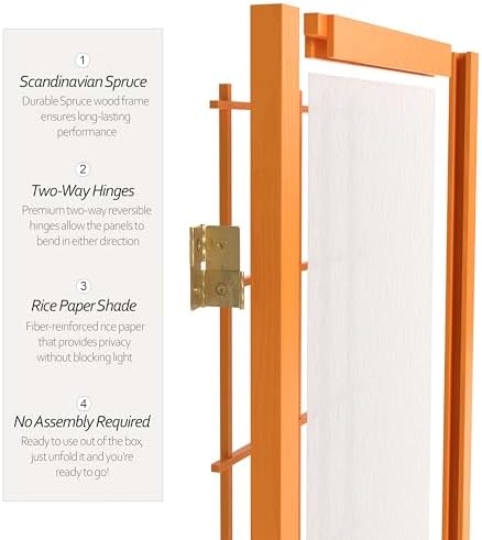 2 ft. Short Desktop Window Pane Shoji Screen - Honey - 5 Panels - Image 4