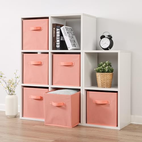 Stero Fabric Storage Bins 6 Pack Fun Colored Durable Storage Cubes with Handles Foldable Cube Baskets for Home, Kids Room, Closet and Toys Organization Peachpuff - Image 7