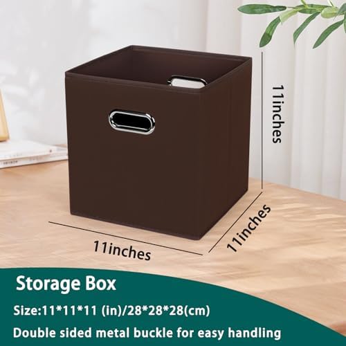 Black Foldable Storage Cubes Bins, Fabric Storage Box Cubes Organizer Baskets with Dual Handles for Home Organizer,Set of 3,(Coffee) - Image 2