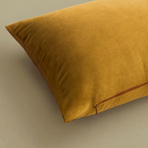 MIULEE Velvet Throw Pillow Covers 18x18 Inch Pack of 2 Mustard Yellow - Image 7