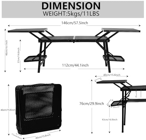 Nice C Camping Metal Table, Compact Outdoor Folding Tailgate Grill Table - Image 2