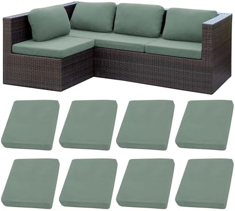 8 Pcs Outdoor Cushion Covers, Patio Sofa Cushion Covers Replacement by BIETYONE