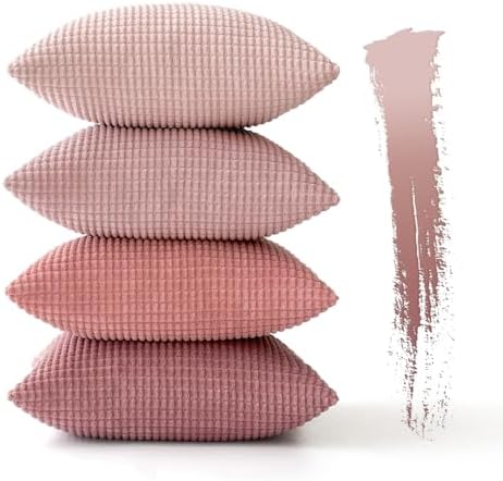 MIULEE Decorative Pillow Covers 18x18 Inch Set of 4 Aesthetic Pink - Image 6