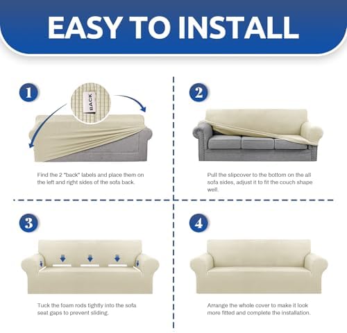 KEKUOU Stretch Chair Sofa Slipcover, Single Couch Cover,Beige - Image 4