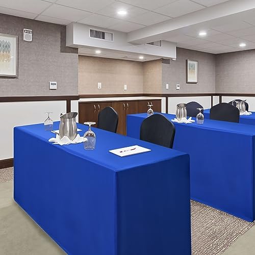 Nasitos 2 Pack Royal Blue 8ft Tablecloth Fitted-Open Back Folding Table Cover Washable and Wrinkle Resistant Rectangular Table Cloth for Trade Show, Book Fair, Career Fair, Convention, Events - Image 7