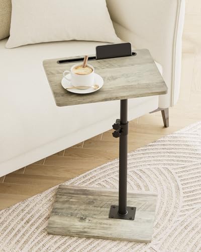 Masupu Sofa Arm Tray Table - 360° Swivel Height Adjustable End Table, Small Snack Side Table for Couch, C Shaped Table for Bed, Chair or TV Tray Table(Greige) by Masupu
