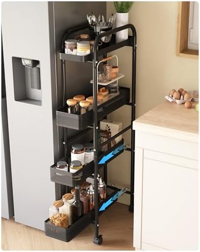 UMDONX 4-Tier Narrow Mobile Storage Cart with Pull-Out Baskets by UMDONXBuyNow