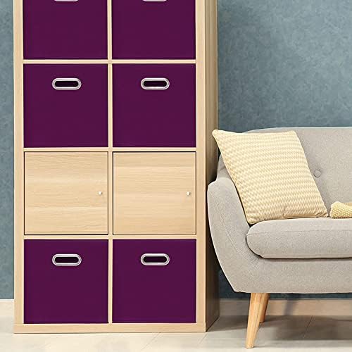 Fabric Cloth Storage Bins,Fabric Cube Bins Organizer with Dual Handles Foldable Cube Storage Baskets for Home Bedroom Storage,Set of 3,(Purple) - Image 4