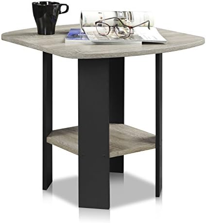 Furinno SIMPLE DESIGN Side Table, 2-Tier Modern End Table with Soft Edges, Open Shelves Night Stand, Bedside Table, for Living Room, Bedroom, French Oak by Furinno-FitsYourSpaceFitsYourBudget