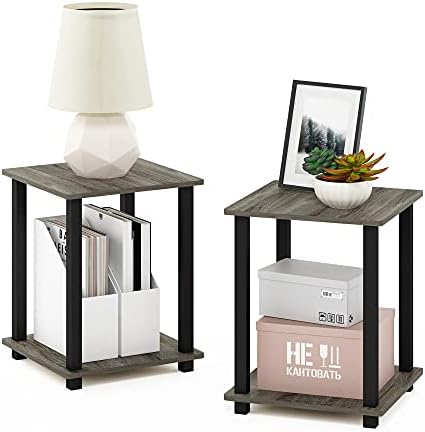 Furinno Simplistic Set of 2 Toolless Living Room Table Set, French Oak by Furinno-FitsYourSpaceFitsYourBudget