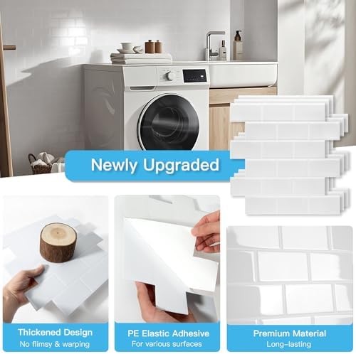 Art3d 10-Pack Subway Peel and Stick Backsplash, White Washed, 12 x 12 Inch - Image 5