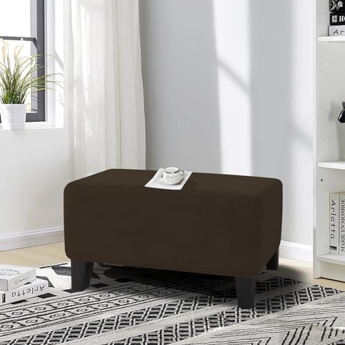 MAXIJIN Velvet Ottoman Slipcover Oversized Stretch Square Rectangle Footstool Slipcover Folding Storage Ottoman Covers for Living Room with Elastic Bottom (Ottoman X-Large, Dark Coffee) - Image 2