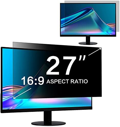 ZOEGAA 27 Inch Computer Privacy Screen Filter, for 16:9 Widescreen Computer Monitor 23.6"x13.3", Removable Computer Screen Privacy Shield and Anti Blue Light Anti Glare Screen Protector by ZOEGAA