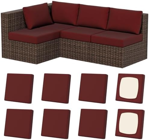 8Pcs Outdoor Cushion Covers, Stretch Patio Furniture Couch Chair Slipcovers by VORSHAPE