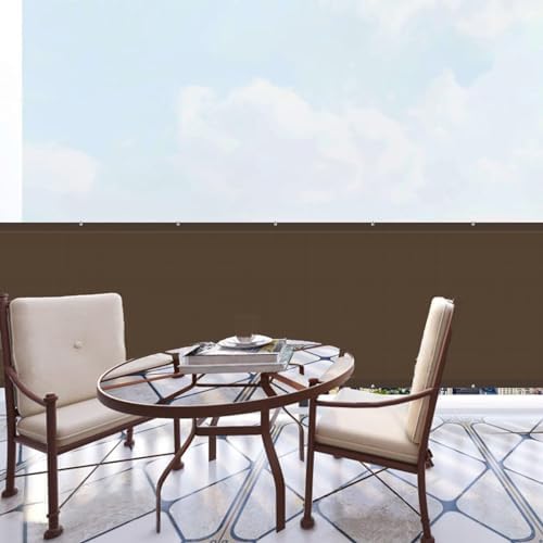 SUNLAX Custom Size 2.5'x9' Brown Balcony Privacy Screen 90% UV Block - Image 6