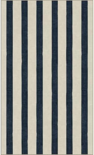 Blue and White Striped Entry Rug - 3x5 Non-Slip Indoor Outdoor Rugs - Image 7