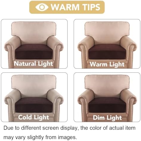 H.VERSAILTEX Velvet Stretch Couch Cushion Cover Plush Cushion Slipcover for Chair Cushion Furniture Protector Seat Cushion Sofa Cover (1 Piece Armchair Cushion Covers, Brown) - Image 6