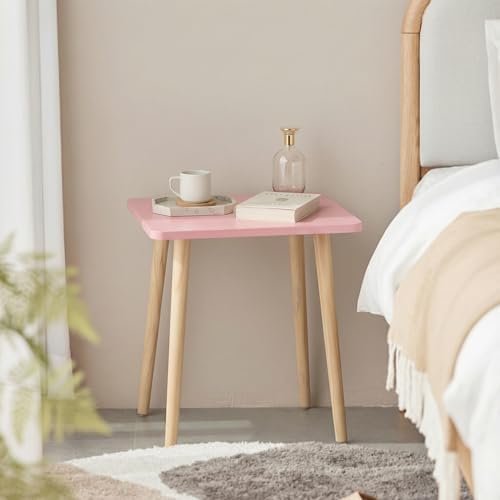 FORAOFUR Small Accent Table, Modern Mini Coffee Table with Natural Wood Legs, Quick Assembly End Furniture for Bedroom Living Area Sofa, Minimalist Design for Nuresery and Compact Homes, Pink - Image 6