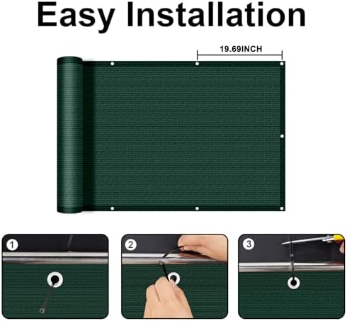 COOLBOYS Customized 3'x20' Dark Green Balcony Privacy Screen Fence Cover - Image 5