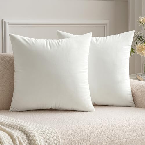 MIULEE Velvet Throw Pillow Covers 16x16 Inch Pack of 2 Pure White by MIULEE