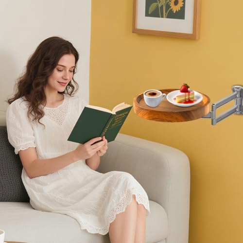 Comeon Wall Mounted Folding Nightstand, Night Stand Fold Down for Small Spaces Bedside Table Bed Side Tables Bedroom to Place Alarm Clock Electronic Devices Books (Wood) - Image 6