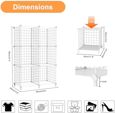 AWTATOS Wire 6 Cube Storage Organizer, Closet Storage Shelves Stackable - Image 5