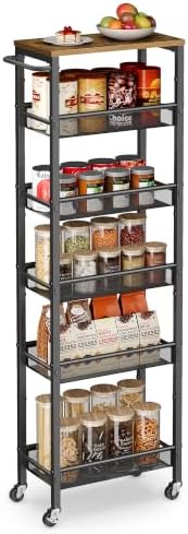 VASAGLE 6-Tier Slim Rolling Storage cart with Wheels, Metal by VASAGLEbySONGMICSHOME