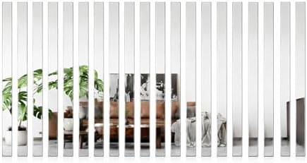 Peel and Stick Mirror Strips, Acrylic Wall Stickers, 20-Pack, Silver by OUTANA-WallStickerSpecialis