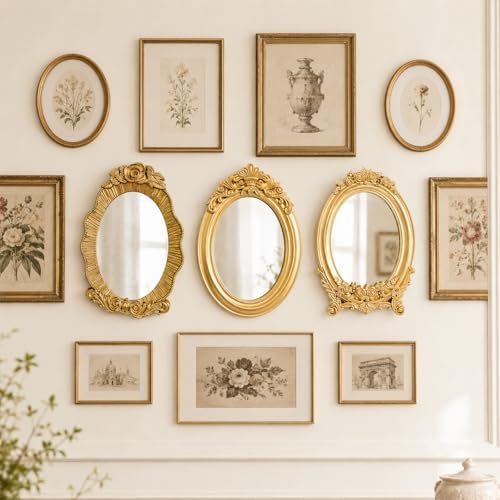 Mifoci Vintage French Wall Mirror Set of 3 Antique Gallery Decor,Oval - Image 6