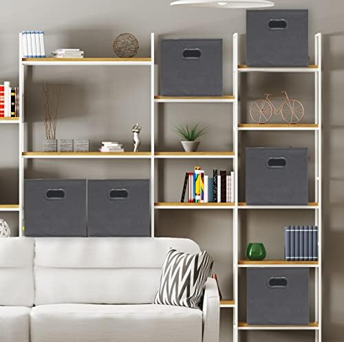 Simple Houseware 11-Inch Foldable Cube Storage Bins with Handles, Dark Gray - Image 3