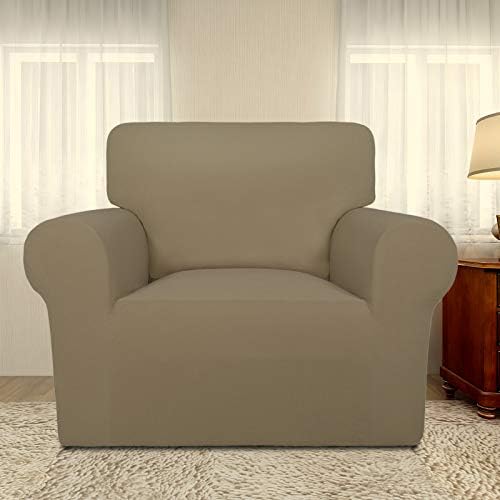 PureFit Super Stretch Chair Covers Fleece Couch Covers for Sofa Tan - Image 2