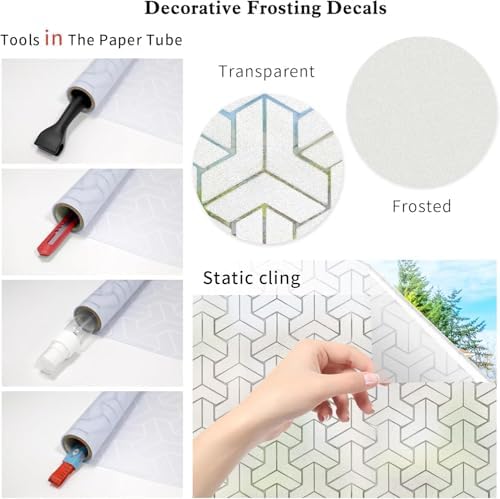 JAYONG Frosted Glass Window Privacy Film with Kit, Lattice 29.5'' x 78.7'' - Image 4