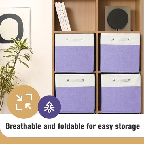 FinishingBo 13x13x13 Storage Cube Bins 4 Pack, Cube Shelf Baskets - Image 2