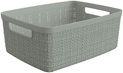 Curver Set of 8 Small 4.5L Jute Decorative Plastic Organization and Storage Baskets - Perfect Bins for Home Office, Closet Shelves, Kitchen Pantry and All Bedroom Essentials, Grey - Image 3