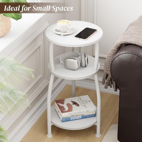 Small Round Side Table, 3-Tier Slim End Table for Small Spaces - Image 4