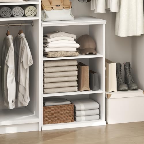 Furinno FANO Closet Organizers and Storage, 3-Tier Closet Organizer with Adjustable Shelves, Stackable Open Shelf Closet Shelves, 15.9 x 23.6 x 36.2 for Wardrobe, Bedroom, Living Room, White - Image 2