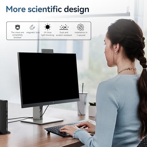 [2-Pack] 24 Inch Magnetic Computer Privacy Screen Filter for 16:9 Widescreen Monitor, Removable Eye Protection Anti Glare Blue Light Filter Privacy Shield, Anti Spy Screen Protector Film 24 in - Image 7
