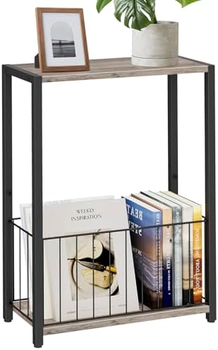 Homleke Narrow Side Table with Magazine Holder, Skinny End Table by Homleke