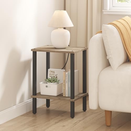 TUTOTAK End Table, Set of 2, Side Table, Nightstand, 2-Tier Storage Shelf - Image 2
