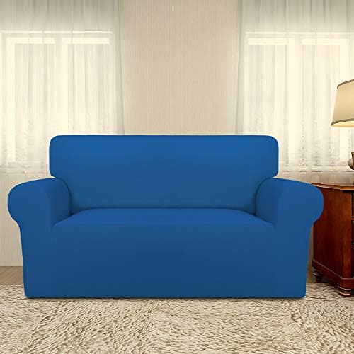 PureFit Stretch Loveseat Covers Fleece Couch Covers for Sofa Classic Blue - Image 2